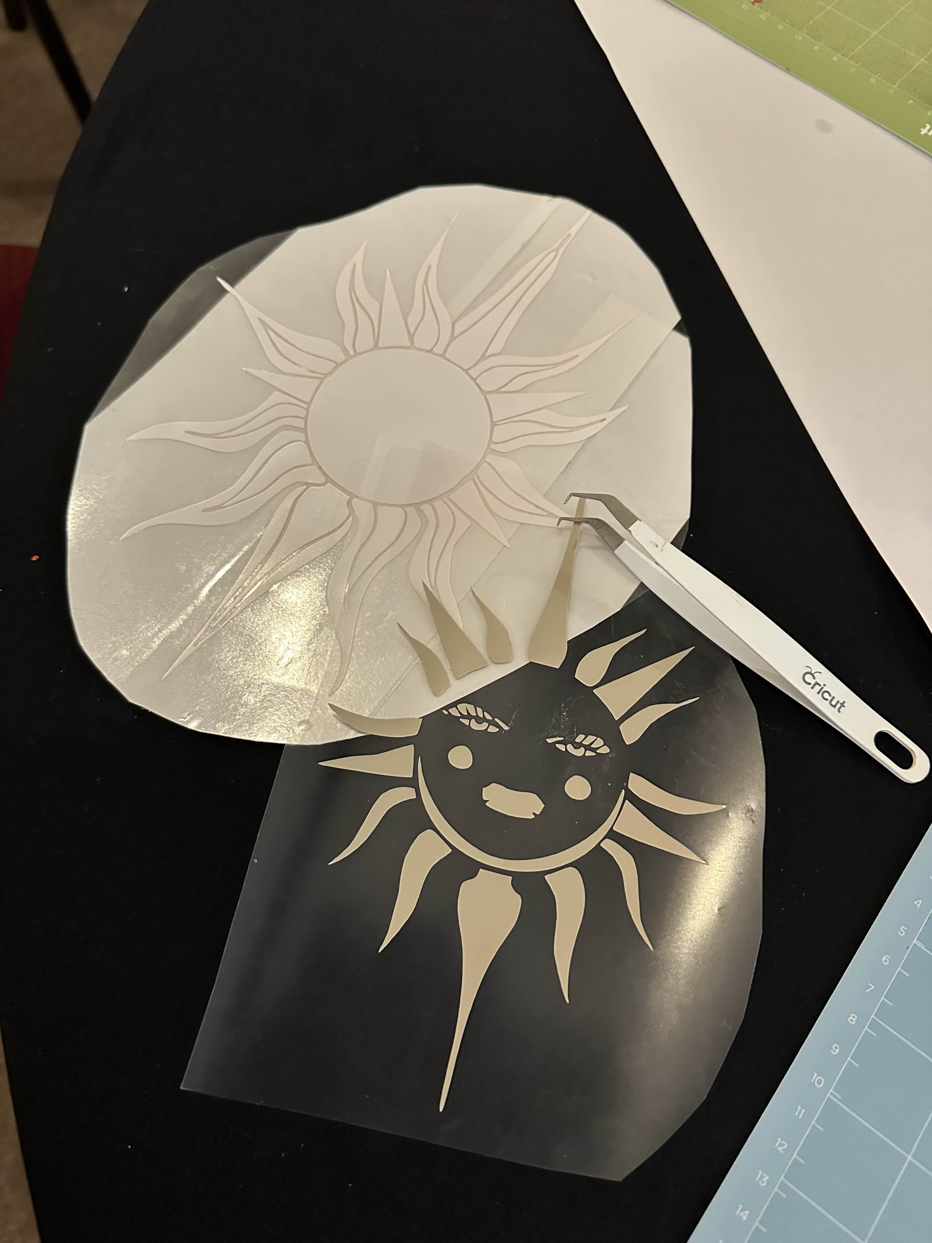 various vinyl pieces waiting to be removed from stick sheet